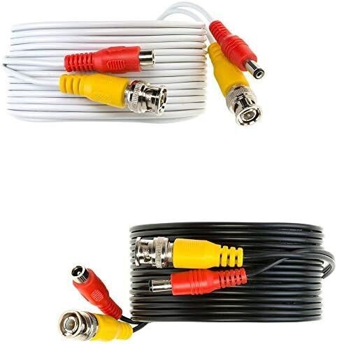3967799053 CABLE CAMÉRA 25M AVEC CONNECTEURS BNC (MALE/MALE) + ALIMENTATION (MALE/FEMELLE) - BLANC