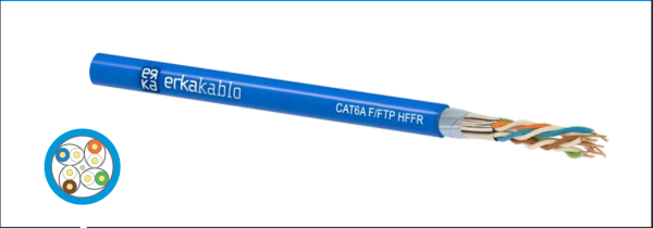 4332239931 CABLE RESEAU INDOOR CAT6A F/FTP - CUIVRE - BOBINE 500M - HF - AWG23 - BLUE - ERKA
