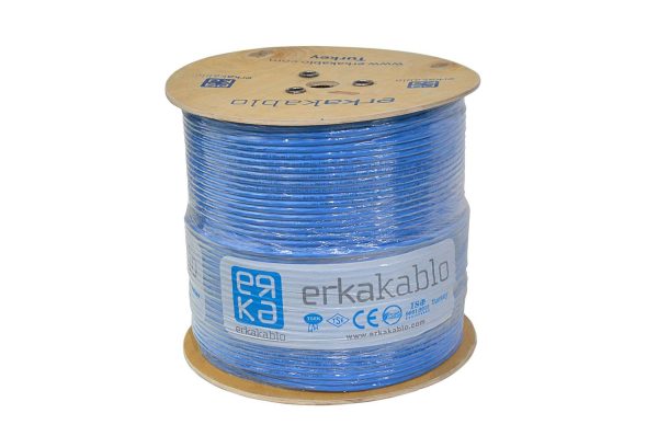 4378831389 CABLE RESEAU INDOOR CAT6A F/FTP - CUIVRE - BOBINE 500M - HF - AWG23 - BLUE - ERKA