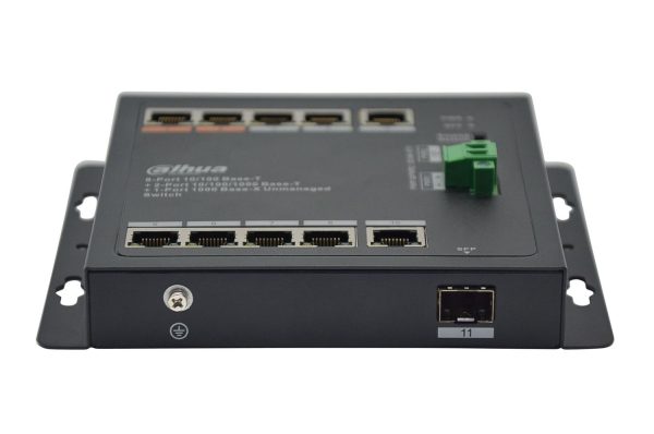 SWITCH 10 PORTS (8 MEGA POE - 2 GIGA) +1 GIGA SFP - NON MANAGABLE - NON RACKABLE - FIXATION MURAL - DAHUA