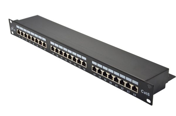PANNEAU DE BRASSAGE 1U 24 PORTS CAT6 FTP - METALLIQUE - NOIR - ENET